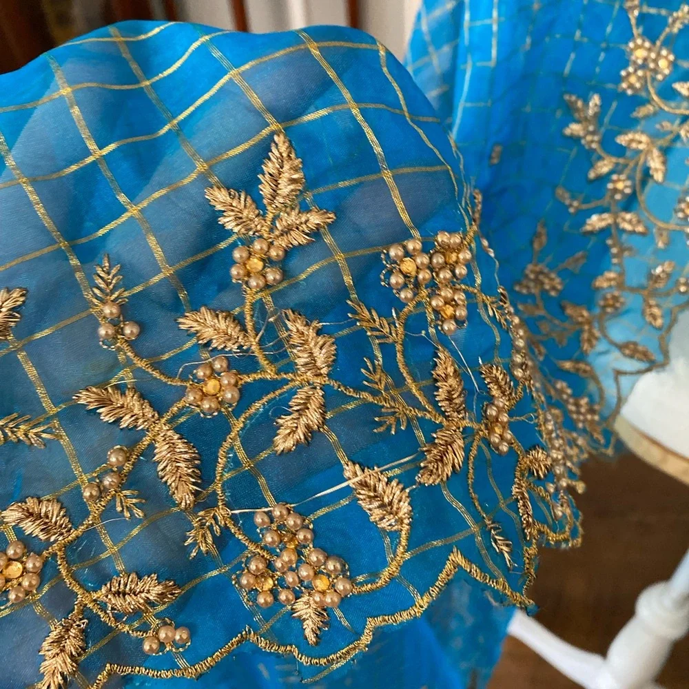 Mesh Beaded Embroidered Sequin Formalwear Dupattas